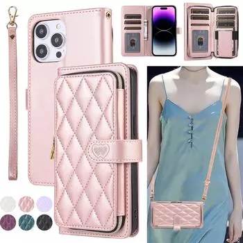 Кошелек на молнии, сумка на 9 карт, кожаный флип-чехол для iPhone 15, 14, 13, 12 Pro Max XS Max 7 8Plus/Samsung S23 S22 S21 S20 Ultra Plus S21FE A14 A54 A13 A53 A12 iPhone 6/6S белый