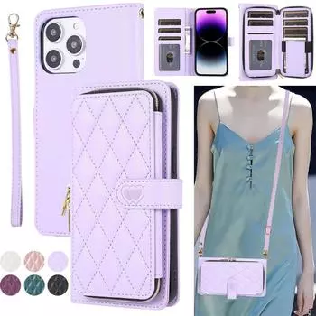 Кошелек на молнии, сумка на 9 карт, кожаный флип-чехол для Samsung S23 S22 S21 S20 Ultra Plus S21FE A14 A54 A13 A53 A12/iPhone 15 14 13 12 Pro Max XS Max 7P 8P iPhone 6/6S белый