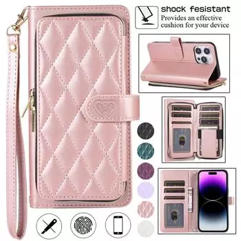 Кошелек на молнии, сумка на 9 карт, кожаный флип-чехол для iPhone 15, 14, 13, 12, 11 Pro Max XS Max XR X 8 7 Plus/Samsung S23 S22 S21 S20 Ultra Plus A14 A54 A13 A53 iPhone 6/6S белый