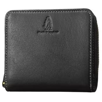 Кошелек Nick Wallet, сложенный пополам, с круглой молнией, из коровьей кожи HP0608 [Hush Puppy] (черный (10)) чёрный