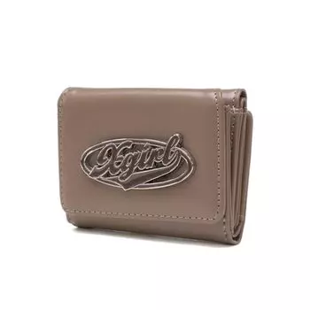 Кошелек ОВАЛЬНЫЙ ЛОГОТИП МИНИ КОШЕЛЕК С ПРЯЖКОЙ КОРИЧНЕВЫЙ [X Girl] В три сложения