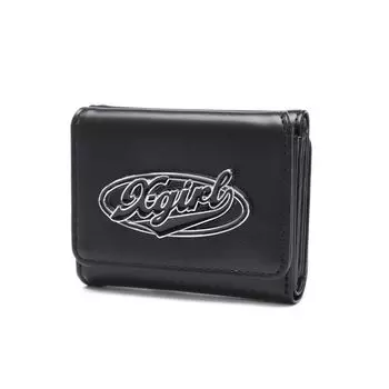 Кошелек ОВАЛЬНЫЙ ЛОГОТИП С ПРЯЖКОЙ МИНИ-КОШЕЛЕК ЧЕРНЫЙ [X Girl] В три сложения