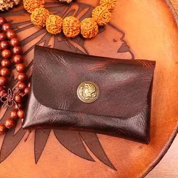 Кошелек ручной работы из кожи для монет, кошелек для мужчин и женщин, кожаный женский кошелек для монет чёрный