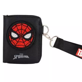 Кошелек с блестящим ремешком для лица Marvel Spider-Man, кошелек для транспортировки монет, кошелек на молнии, 2-кратный кошелек с кольцом