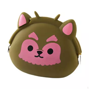 Кошелек с клипсой в виде животного из мультфильма, милый чехол для ключей, стильный декоративный практичный силиконовый держатель для денег red