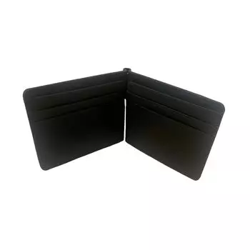 Кошелек с монетами, картами, деньгами, скрытыми кожаными отделениями [Hoshi Zora] Мужской кошелек, чехол, зажим, тонкий, карманный, [черный]