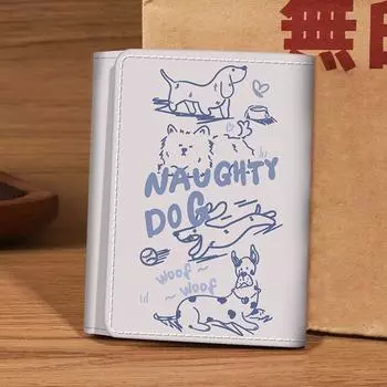 Кошелек с несколькими отделениями для карт, граффити, собака, кошка, кожаный кошелек, сумка-мечта, короткий кошелек для женщин в три сложения Style 1