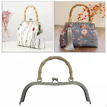 Кошелек с застежкой, металлические ручки ручной работы, украшения для сумок, подходящие для шитья своими руками Black Handle