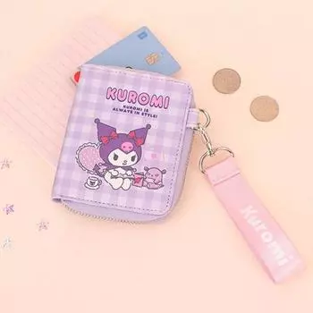 Кошелек Sanrio Kuromi Joy с ремешком, женский полукошелек для юниоров, входной подарок