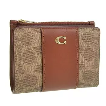 Кошелек складной двухстворчатый кошелек компактный Outlet Brand BIFOLD WALLET C8435 C8526 [Coach] женский (КОРИЧНЕВЫЙ БЕЖЕВЫЙСВЕТЛО-КОРИЧНЕВЫЙ/коричневый) [Элемент]
