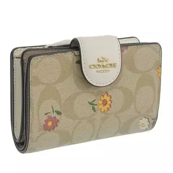 Кошелек складной кожаный фирменный компактный фирменный кошелек Signature C0082 средний угловой СРЕДНИЙ УГЛОВОЙ КОШЕЛЕК НА МОЛНИИ ХАКИ [Coach] женский (LIGHT