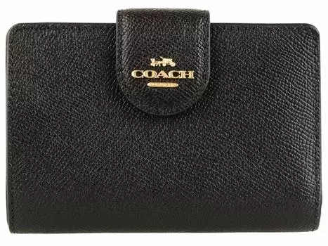 Кошелек складной кожаный кошелек Bifold Outlet MEDIUM CORNER ZIP WALLET 6390 C0082 C3454 COACH [Coach] женский (черный) [Элемент] чёрный