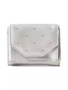 Кошелек тройного сложения с заклепками СЕРЕБРИСТЫЙ ОДИН РАЗМЕР [Beams Heart] Кошелек/сумка для женщин
