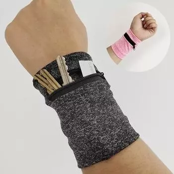 Кошелек унисекс на запястье, чехол с флисовой застежкой-молнией, для бега, путешествий, спортзала, езды на велосипеде, безопасные спортивные аксессуары на запястья серый