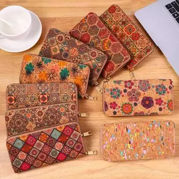 Кошелек в богемном стиле, женский кошелек, персонализированный художественный ретро-кошелек, кошелек с текстурой дерева 19.5x9.8x2cm