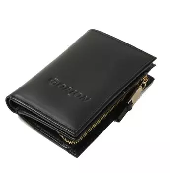 Кошелек World Bifold с большим подарочным отделением для монет [Orion Selection] (Коровья кожа/Двойное сложение/Черный) Кошелек, Компактный, Вместительный/Мужской, Женский, Пара/Подарок,