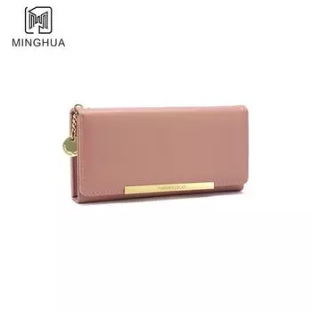 Кошелек женский длинный двойной молнии ручной сумки женский многофункциональный кошелек для карт розовый