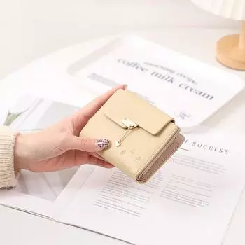 Кошелек женский короткий Ins Love подвеска Multi Card складной кожаный кошелек чёрный