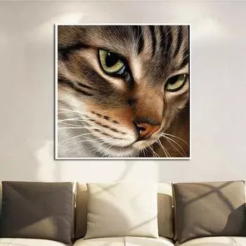 Кошка DIY 5D Алмазная картина Животные Алмазная вышивка Полный набор аниме Наборы для вышивки крестом Домашний декор Подарок ручной работы Round 25x25cm