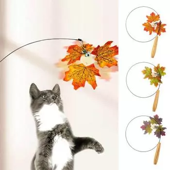 Кошка-дразнилка, палочка-колокольчик, имитирующая кленовый лист, котенок играет, тизер, палочка, игрушка, товары для кошек красный