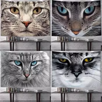Кошка гобелен комната висит ткань стены искусства украшения фон ткань домашний декор 100x75cm
