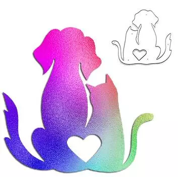 Кошка и собака концентрический дизайн стиль металлические трафареты DIY Скрапбукинг трафарет для тиснения бумага ремесло шаблон альбома серебряный