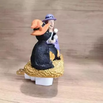 Кошка и Ведьма Костер Мерцающий Ночной Светильник Смола Костер Призрак Мерцающий Ночной Светильник Украшение Дома на Хэллоуин