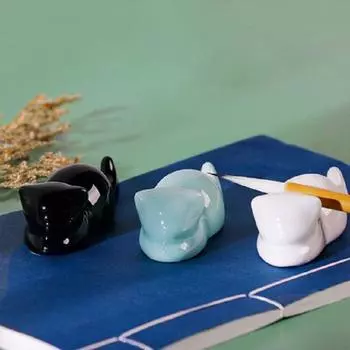 Кошка Китти для акварельной живописи тушью, держатель для каллиграфической ручки, держатель для писчей кисти, керамическая подставка для ручки A