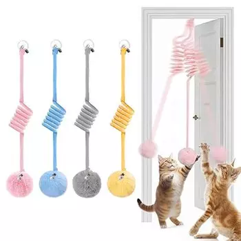 Кошка Кошка Кошка Одиночный мех поставляется с высокоэластичной кошкой Кошка 4 предмета в упаковке Игрушка, Игрушка, Игрушка, Мягкая, Мяч, Съемный, Колокольчик, Пружина, Игрушка, Игрушка, Безопасный,