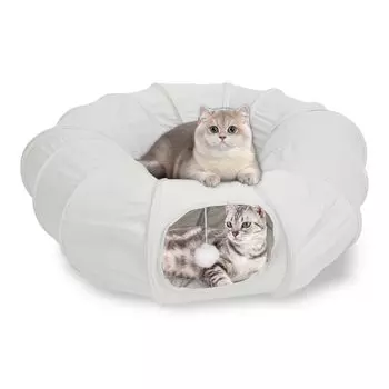 Кошка Кошка Кошка Туннель Кровать для кошек в помещении Туннель для кошек Диаметр кошки Улучшает отсутствие стресса Складной туннель, Туннель, Кошки, Игрушка, О-образный туннель, Круг, серый