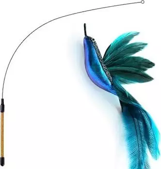 Кошка Кошка Натуральное перо Кошка Кошка Соло Поставляется с Рыбалка Восполняет Нехватку Кошачьего Питомца Синяя Игрушка, Колибри, Игрушка, Перья, Игрушка, Игрушка, Игрушка, Колокольчик, Удочка, синий