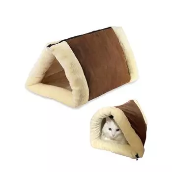 Кошка Кошка Спящая Удобная Кошка Легко Одеяло Палатка для кошек Туннель, Сумка, Подушка, 2-сторонняя, Пушистая, Складная, Для хранения, Цилиндрическая, Многофункциональная, бежевый