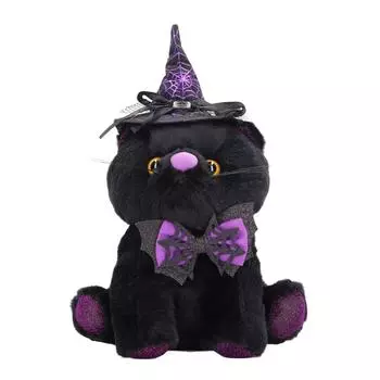 Кошка-кукла на Хэллоуин, симпатичная коллекционная плюшевая кукла-животное, украшение со шляпой для праздничной вечеринки дома