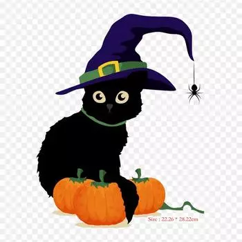 Кошка на Хэллоуин Кошка на Хэллоуин Термопереносные виниловые заплатки Наклейки для одежды Аппликации своими руками Моющиеся заплатки