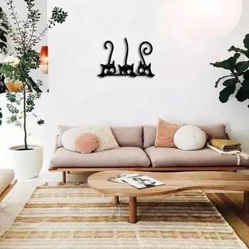 Кошка настенное искусство металл элегантное подвесное настенное искусство для гостиной и спальни, стильные аксессуары для украшения комнаты светло-серый