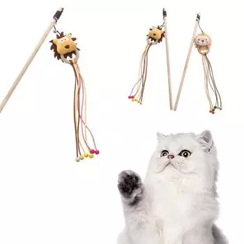Кошка-палка, игрушка, мультяшный лев, аксессуар для снятия стресса, интерактивная игровая игрушка, деревянная игрушка