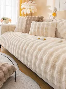 Кошка, поглаживание, кролик, плюшевая подушка для дивана, зимний чехол для дивана, тканевая подушка, все включено, чехол для дивана 70*70cm