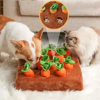 Кошка Собака Игрушка-головоломка Прочные Собаки Домашние животные Мягкие игрушки для жевания морковки Коврик для нюхательного табака Собачья головоломка Кормушка Игрушка-кормушка для щенков Игрушки для нюхательной еды Спортивные игрушки оранжевый