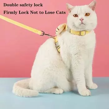 Кошка Собака Сетка Собака Пчела Собака Тяговый трос Шлейка Набор шлейки Жилет Регулируемый Мультфильм Ходьба На Открытом Воздухе Для Небольших Средних Домашних Животных S жёлтый