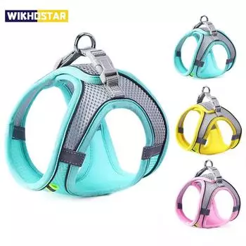 Кошка Собака Шлейка Жилет Нагрудный Веревочный Комплект Светоотражающий Дышащий Регулируемый Шлейка Для Домашних Животных Для Маленьких Средних Собак На Открытом Воздухе Прогулки XS синий
