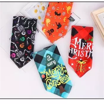 Кошка Треугольное полотенце Наряд Ведьма Щенок Смешная собака Тыква День благодарения Хэллоуин Товары для животных Собака с колокольчиком Хэллоуин Шарф для домашних животных Уникальный