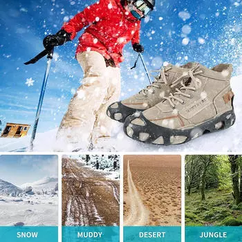 Кошки для обуви для снега и льда Grippers Нескользящие легкие тяговые шипы Climbing Rainy S