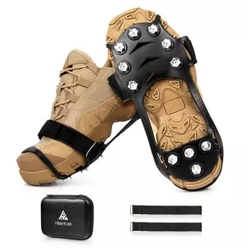 Кошки HIKENTURE для обуви Ice Fall 11 Совместимость с Mountain Ice Snowy Icy Steep Кожаные ботинки Шипы, Противоскользящая подошва, One-Touch Snow, Шипы,