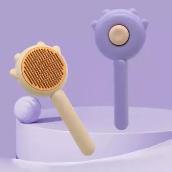 Кошки Кошачий туалет Гребень Анти-плавающий Влажная салфетка Массажная песочница для шерсти Собачья щетка Игла Специальные самоочищающиеся прически XS жёлтый