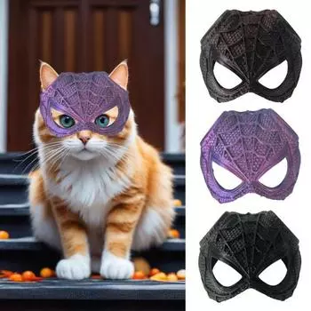 Кошки Косплей Маска Паук Дизайн Маска Половина Лица Кошка Фото Реквизит Маска с Ухом чёрный