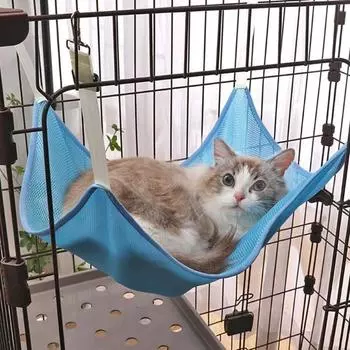 Кошки Кровать Летний гамак Гамаки Подвесные аксессуары Домашние животные Окно Домики Кровати Вещи для животных Балкон Мебель для котят Гамак Дом S синий