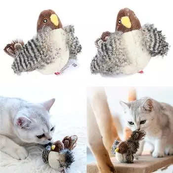 Кошки Птицы Игрушка для кошек Котенок Пищащая игрушка с пером для кошек Прорезывание зубов Жевательная птица с пером для кошек Подарок