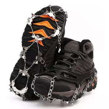 Кошки с цепными шипами 19 зубцов Цепные шипы 201 Нержавеющая сталь Альпинизм Заснеженные горы Подледная рыбалка Треккинг Простая установка Сумка для хранения