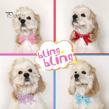 Кошки Собачий ошейник Бархатный галстук-бабочка Регулируемый противоудушающий ожерелье для щенков в форме сердца Украшение со стразами Легкий удобный День рождения домашнего животного розовый