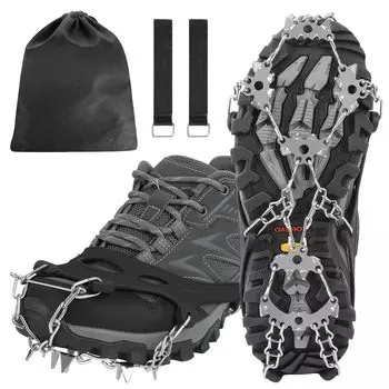 Кошки ZOEDO с цепными шипами, 24 когтя, захват для льда, изготовлен из нержавеющей стали 201, силикон, легко надевать и снимать, устойчивы к холоду, прочные шипы для